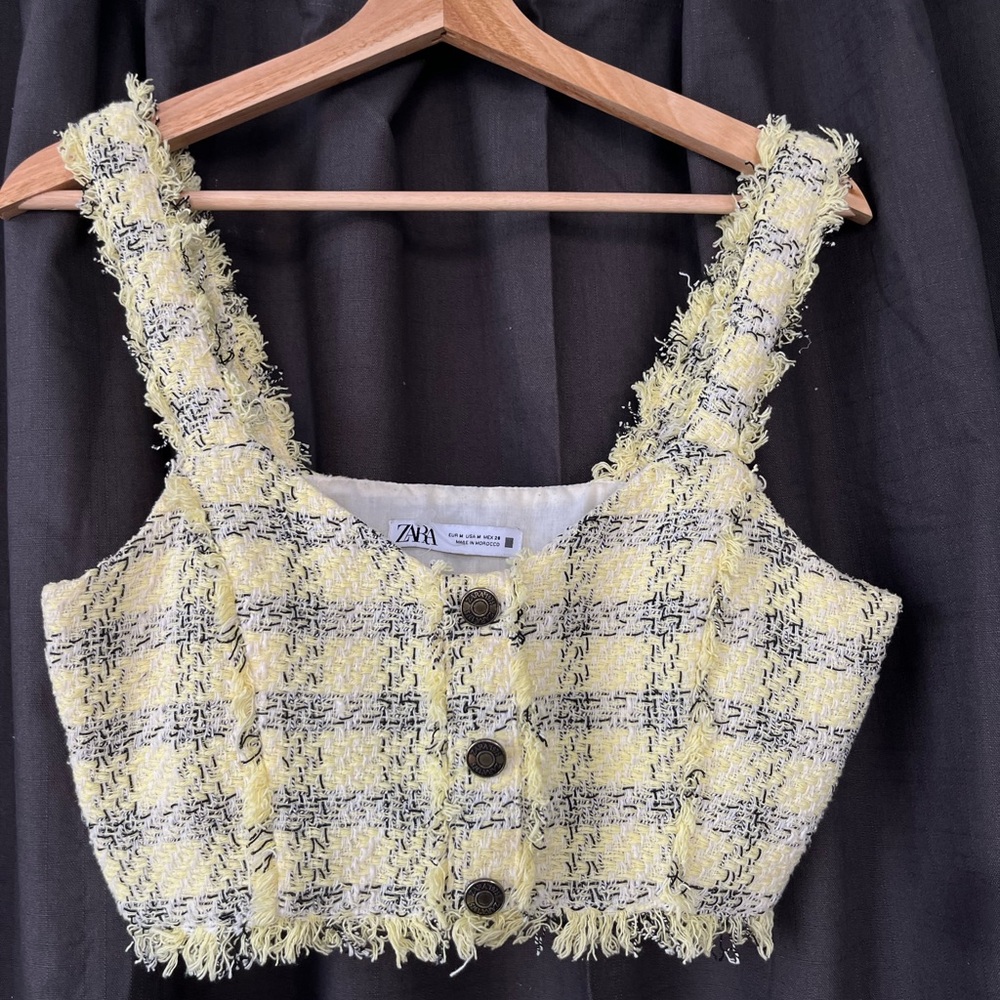 Zara Yellow and Gray Crop Top